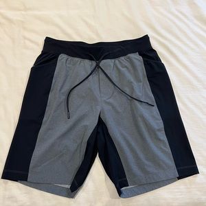 black and grey lululemon 5” shorts